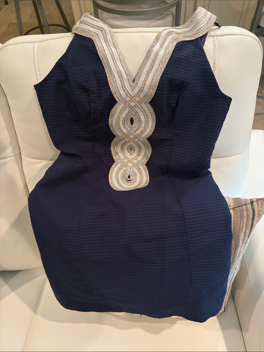 Lilly Pulitzer Navy Midi Dress with Gold Trim